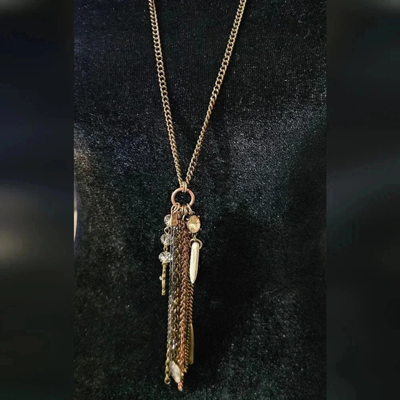Jewelry - Copper color necklace 28"+5" Dangle